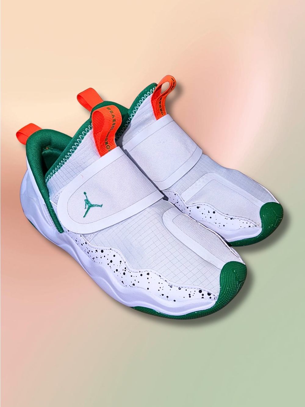 Jordan 23/7 Kids 3Y White Green Orange DQ9293-018 Slip On Strap Shoes